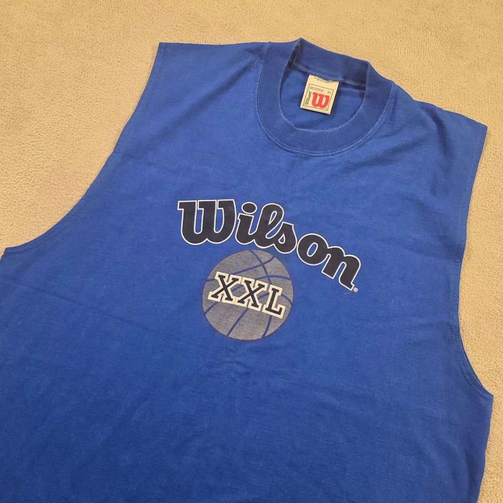 Wilson Sleeveless Shirt Mens XL Blue Basketball Graphic Vintage Streetwear 90s